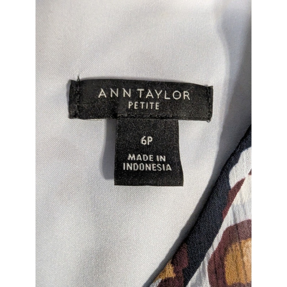 Ann Taylor 6P Blue Leopard Print Tiered Prairie Midi Dress Flutter Sleeve Lined - Picture 3 of 13